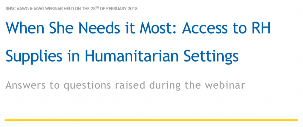 When she needs it most: Access to supplies in Humanitarian settings
