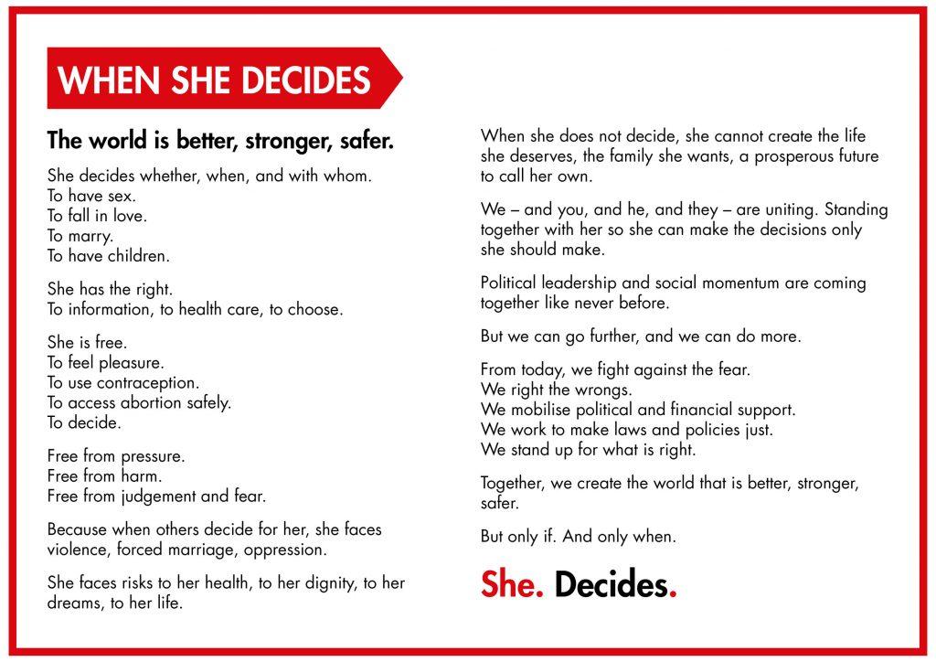 She Decides – The Manifesto
